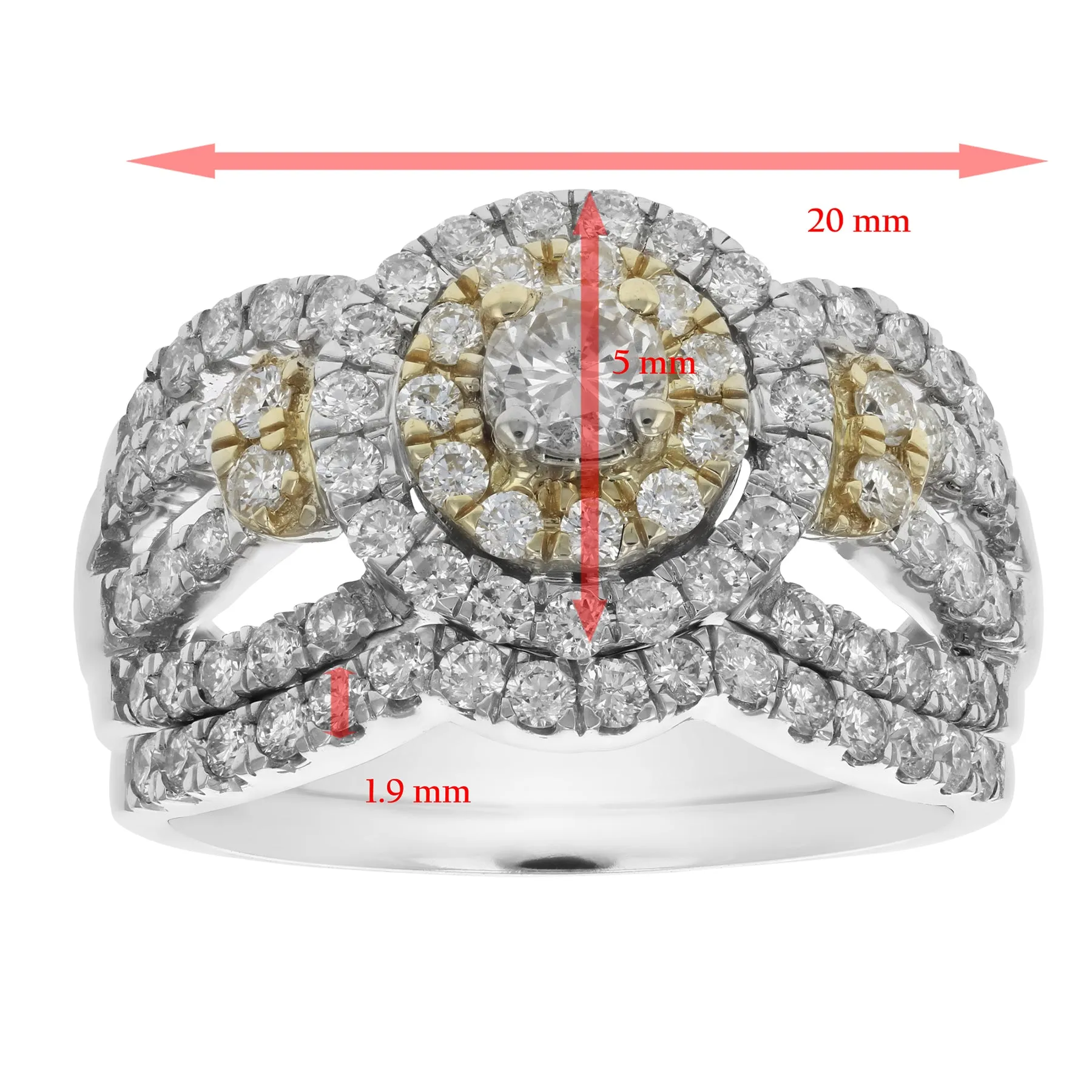 1.50 cttw Diamond Bridal Rings Set in Tow Tone Gold