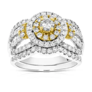 1.50 cttw Diamond Bridal Rings Set in Tow Tone Gold