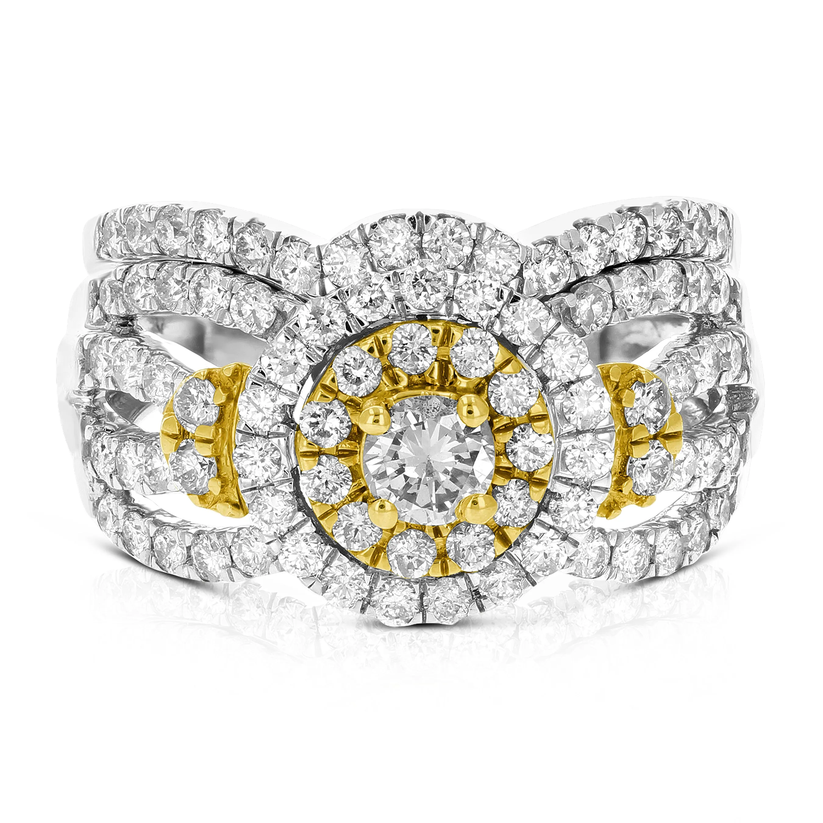 1.50 cttw Diamond Bridal Rings Set in Tow Tone Gold