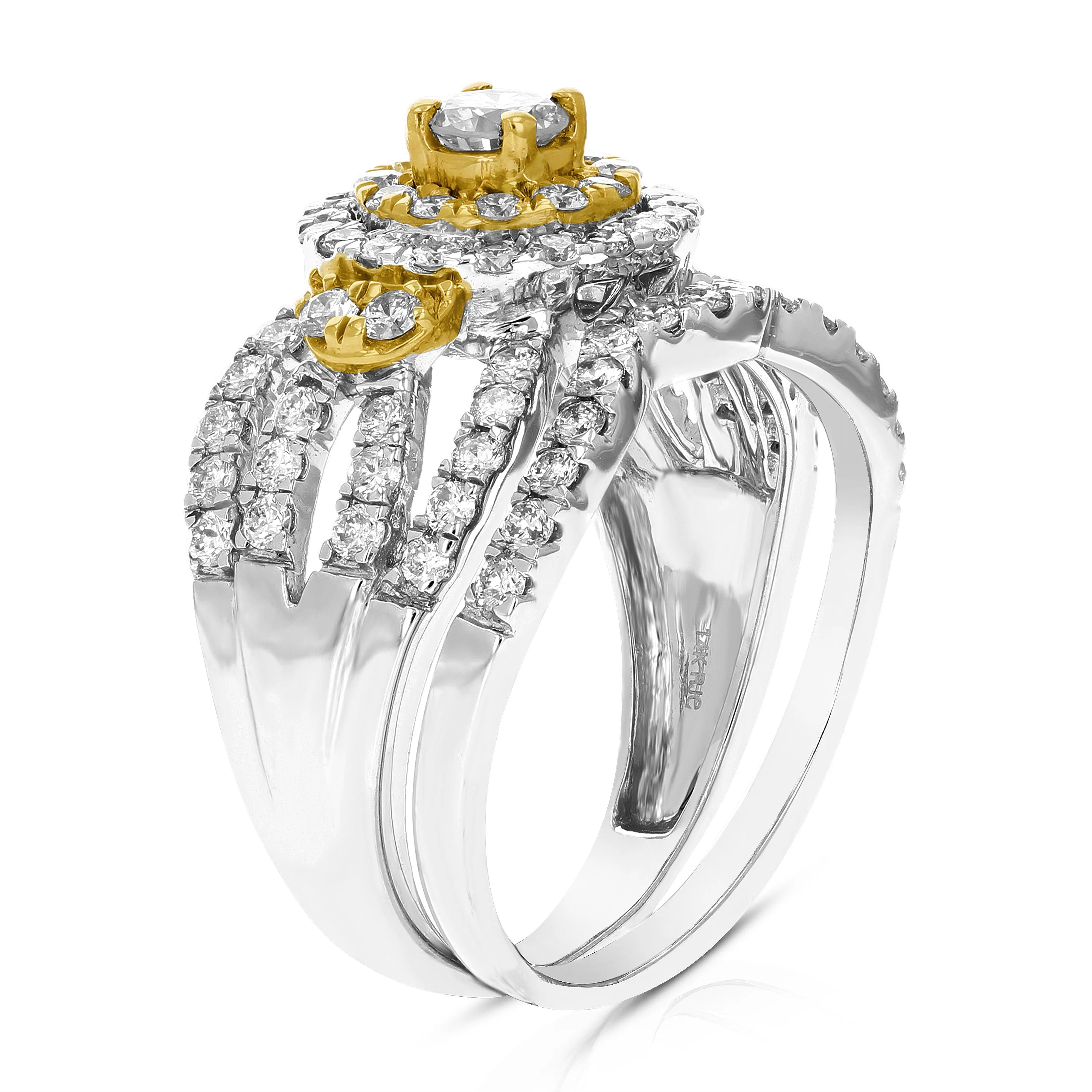 1.50 cttw Diamond Bridal Rings Set in Tow Tone Gold