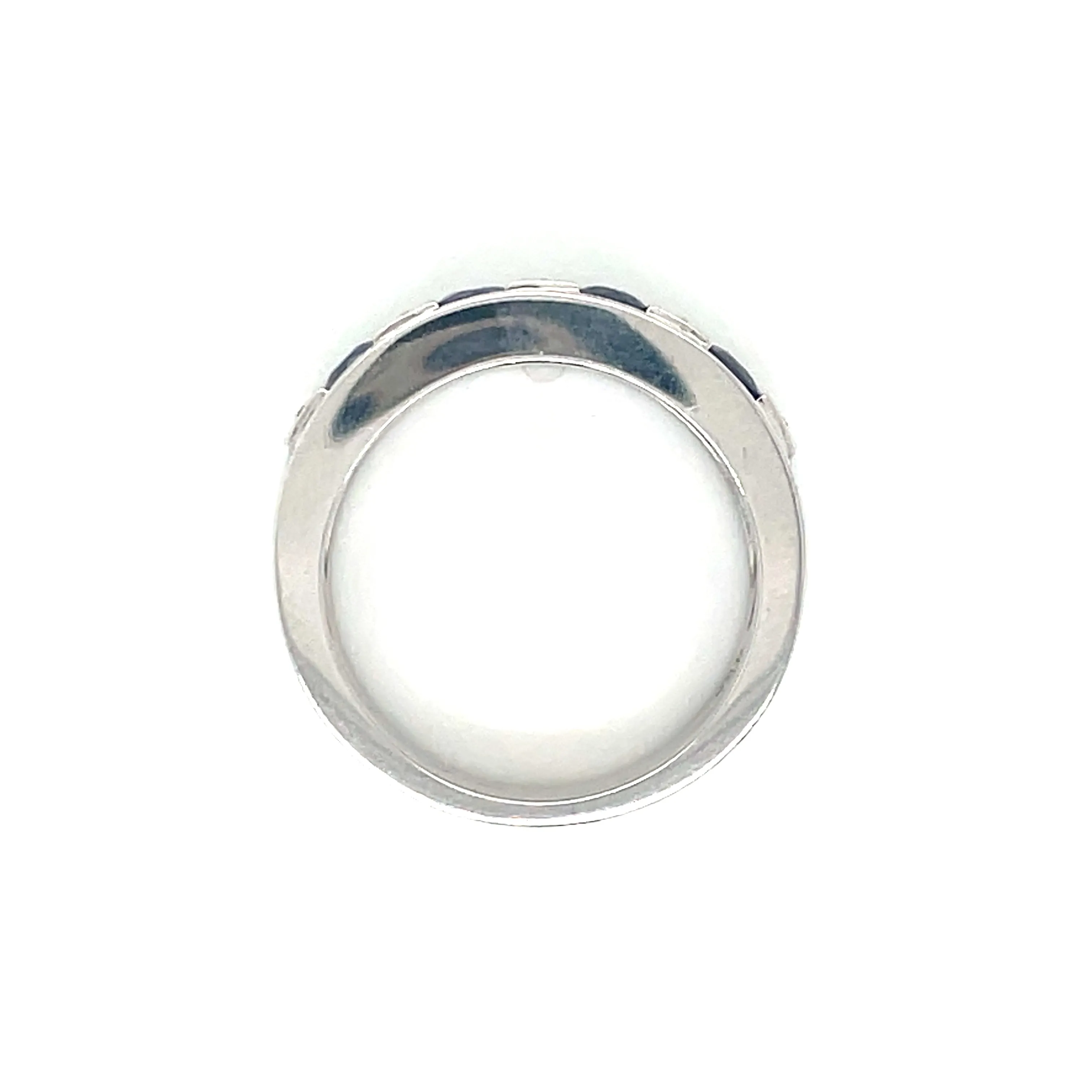18ct White Gold Heavy Set Earth Grown Sapphire & Diamond Band
