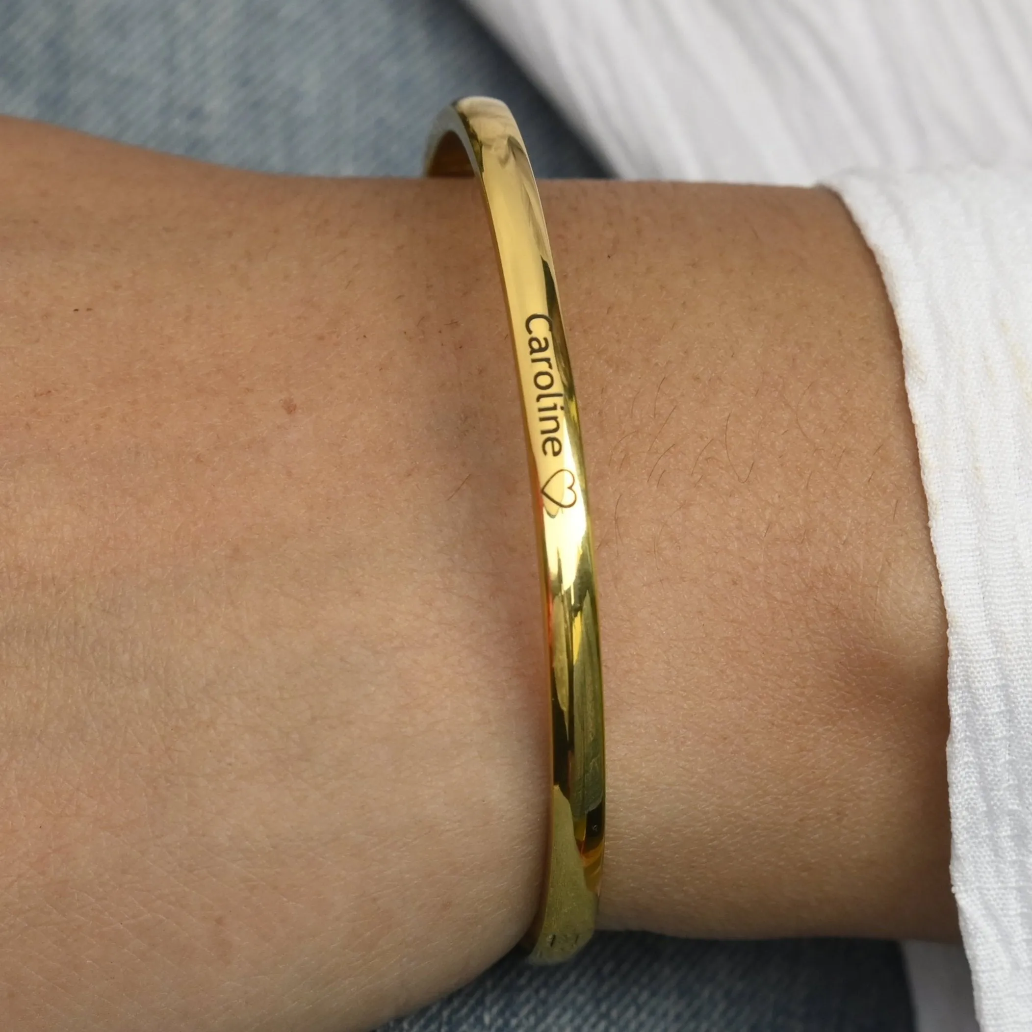 18K Gold-Filled Personalized Name Bracelet - Customized Engraved Bracelet - Gold Bangle Bracelet - Bangle for Women - Stackable Name Bangle