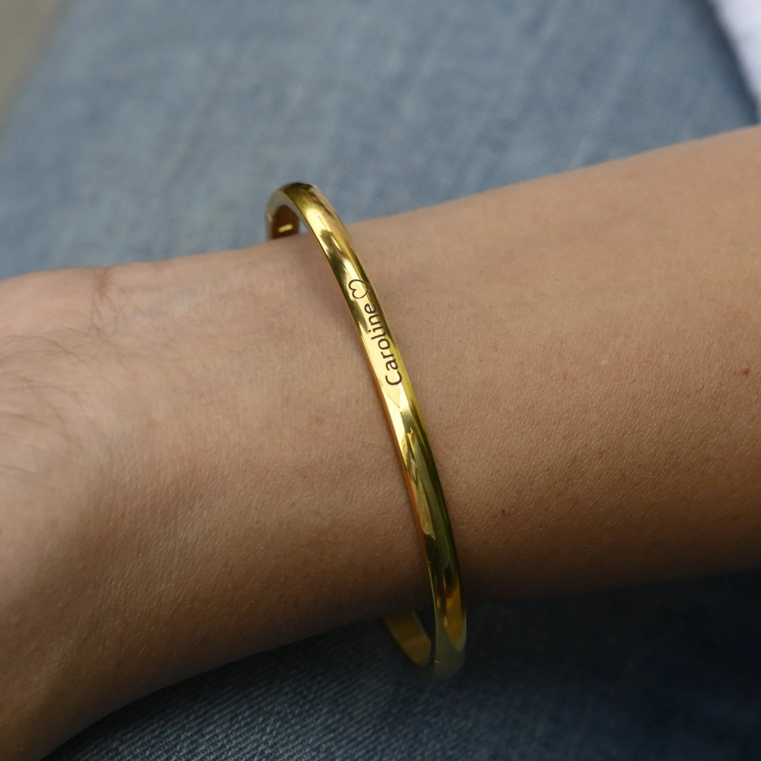 18K Gold-Filled Personalized Name Bracelet - Customized Engraved Bracelet - Gold Bangle Bracelet - Bangle for Women - Stackable Name Bangle