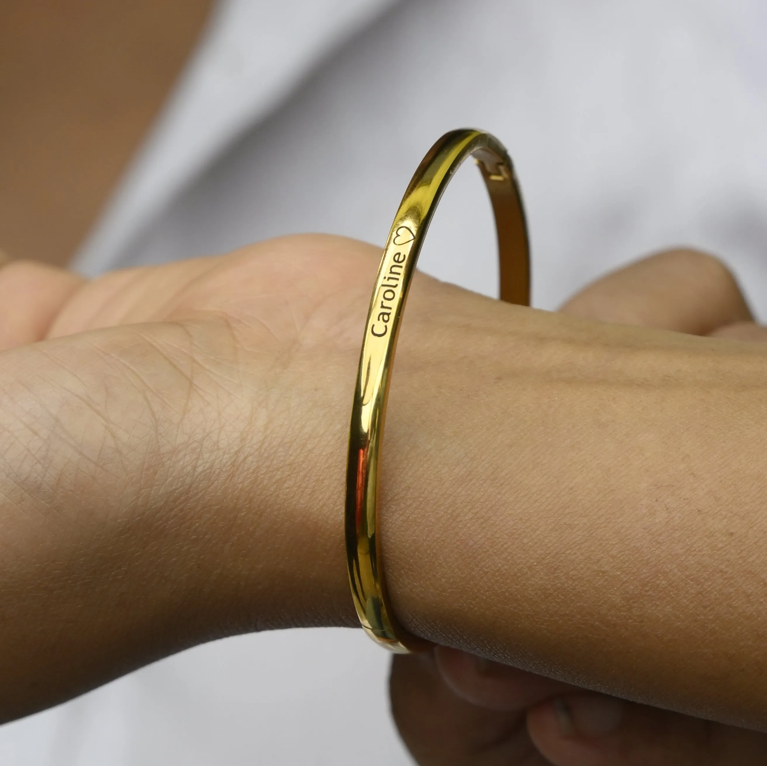 18K Gold-Filled Personalized Name Bracelet - Customized Engraved Bracelet - Gold Bangle Bracelet - Bangle for Women - Stackable Name Bangle