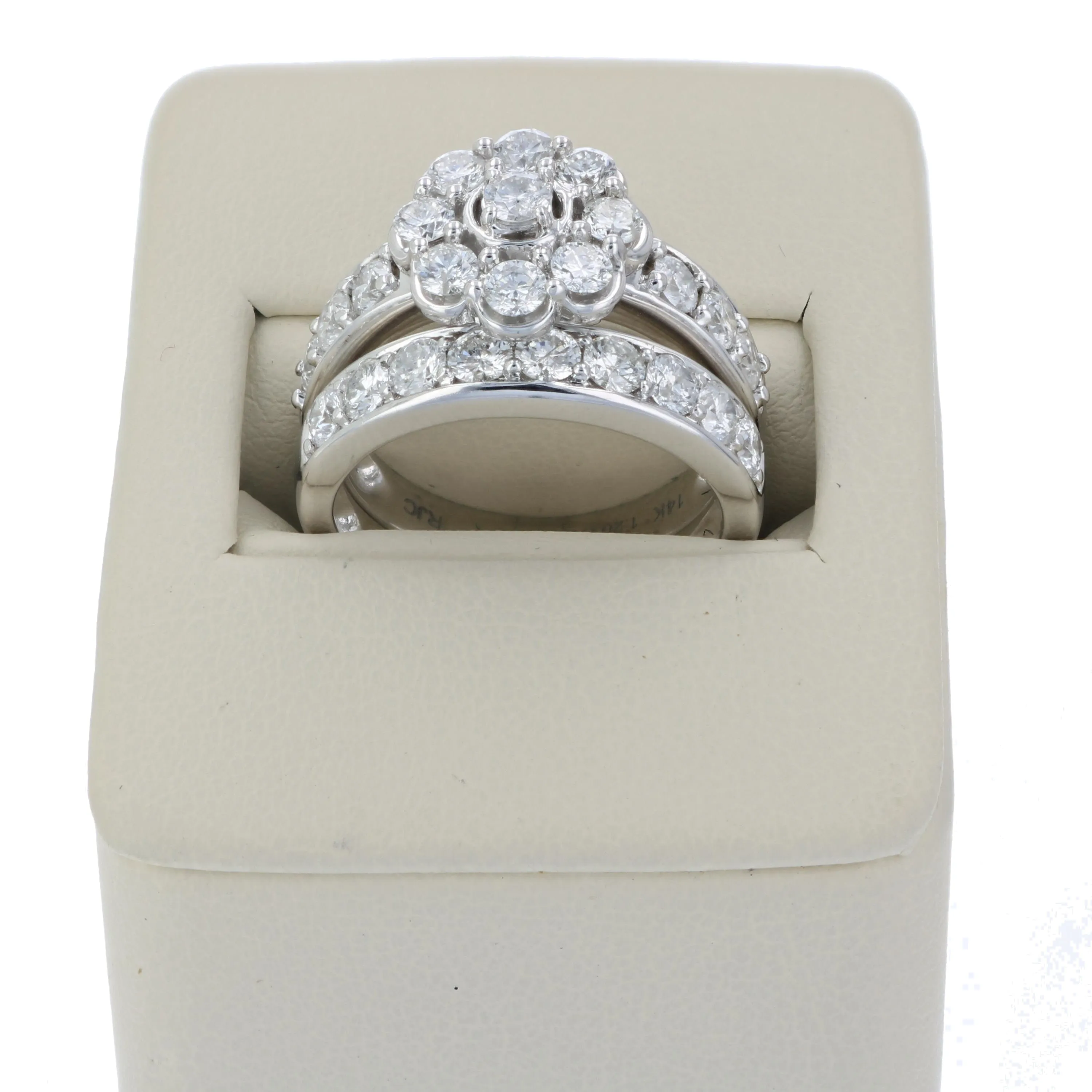 2 cttw Diamond Wedding Bridal Ring Set in 14K White Gold