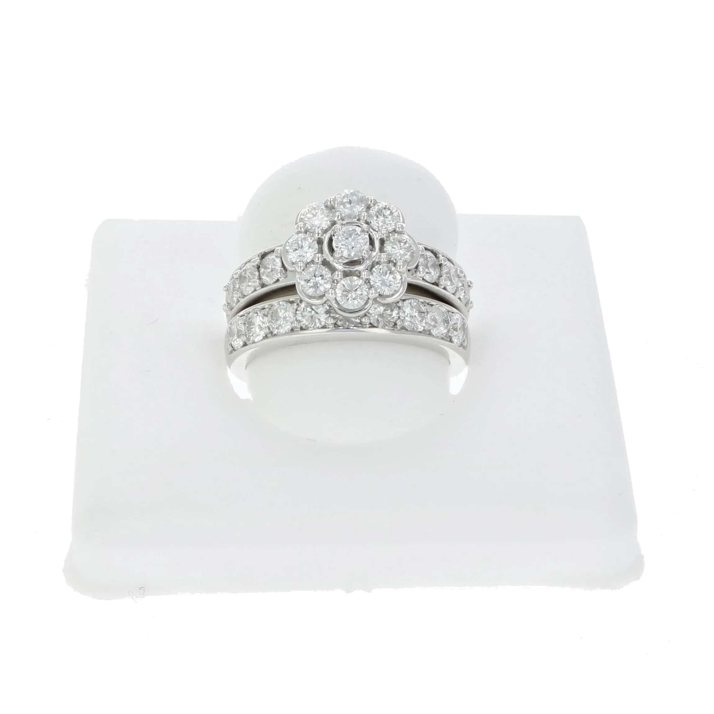 2 cttw Diamond Wedding Bridal Ring Set in 14K White Gold