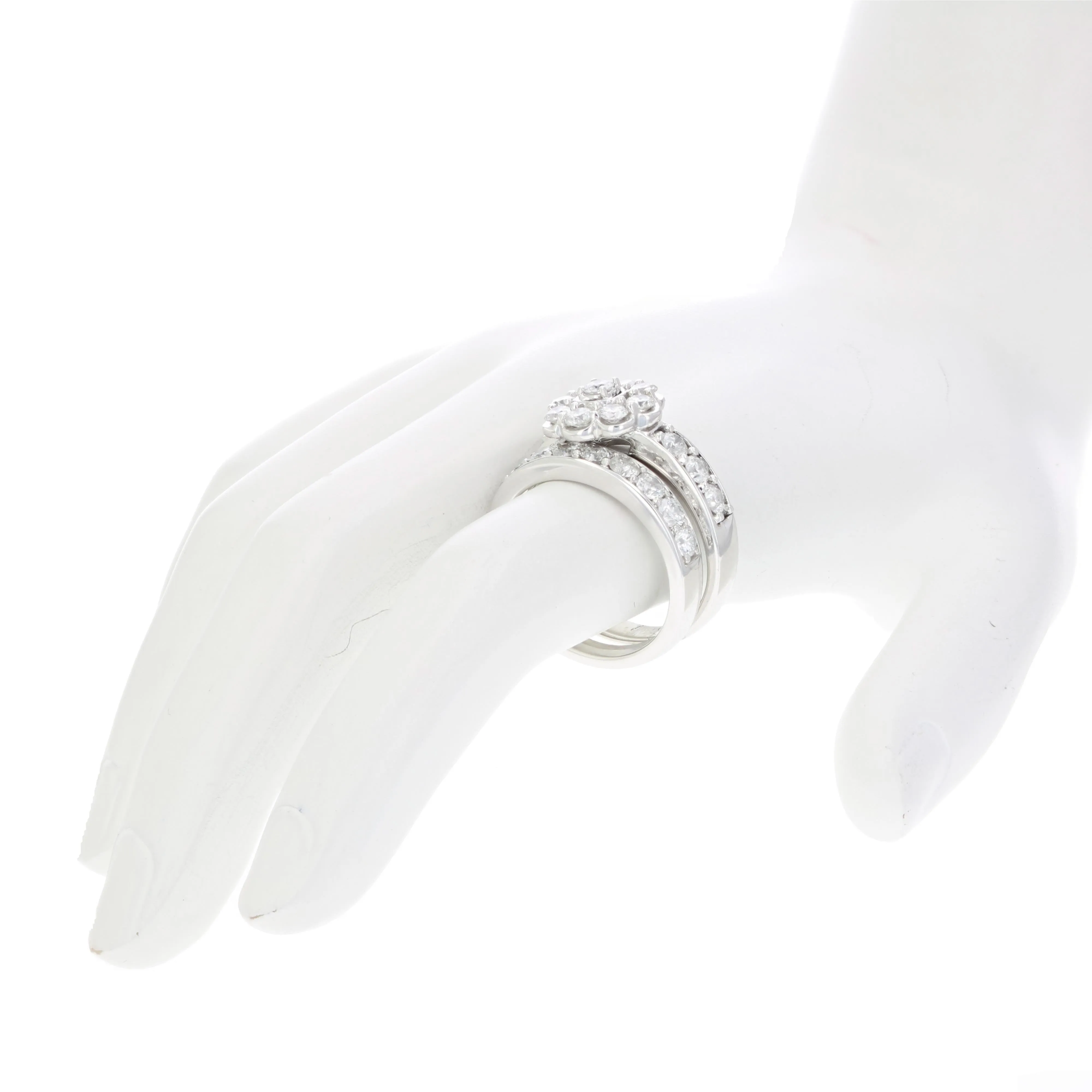 2 cttw Diamond Wedding Bridal Ring Set in 14K White Gold