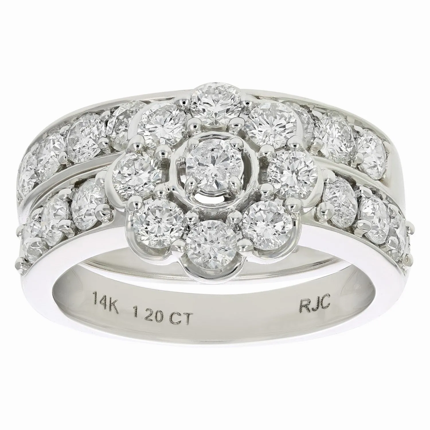 2 cttw Diamond Wedding Bridal Ring Set in 14K White Gold