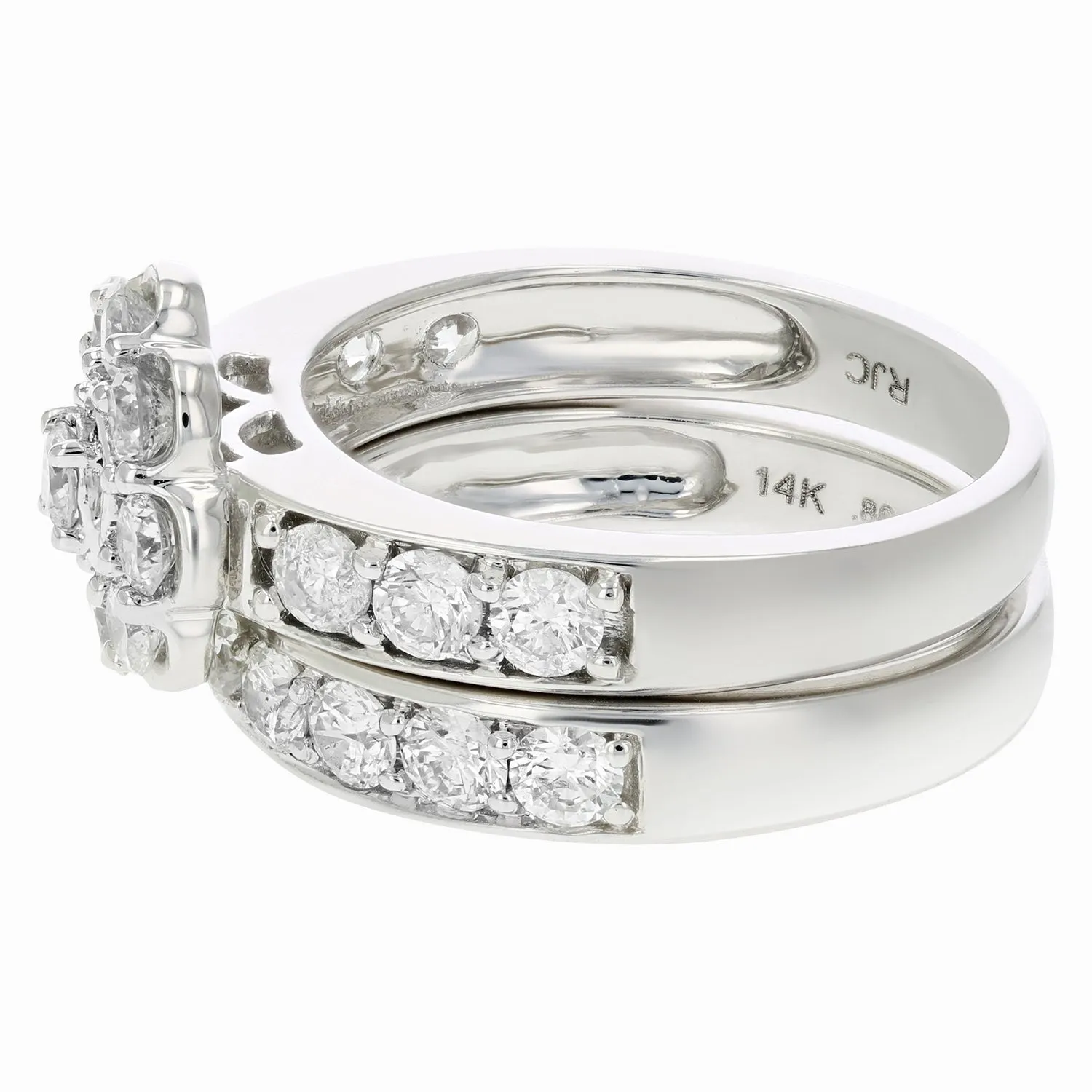 2 cttw Diamond Wedding Bridal Ring Set in 14K White Gold
