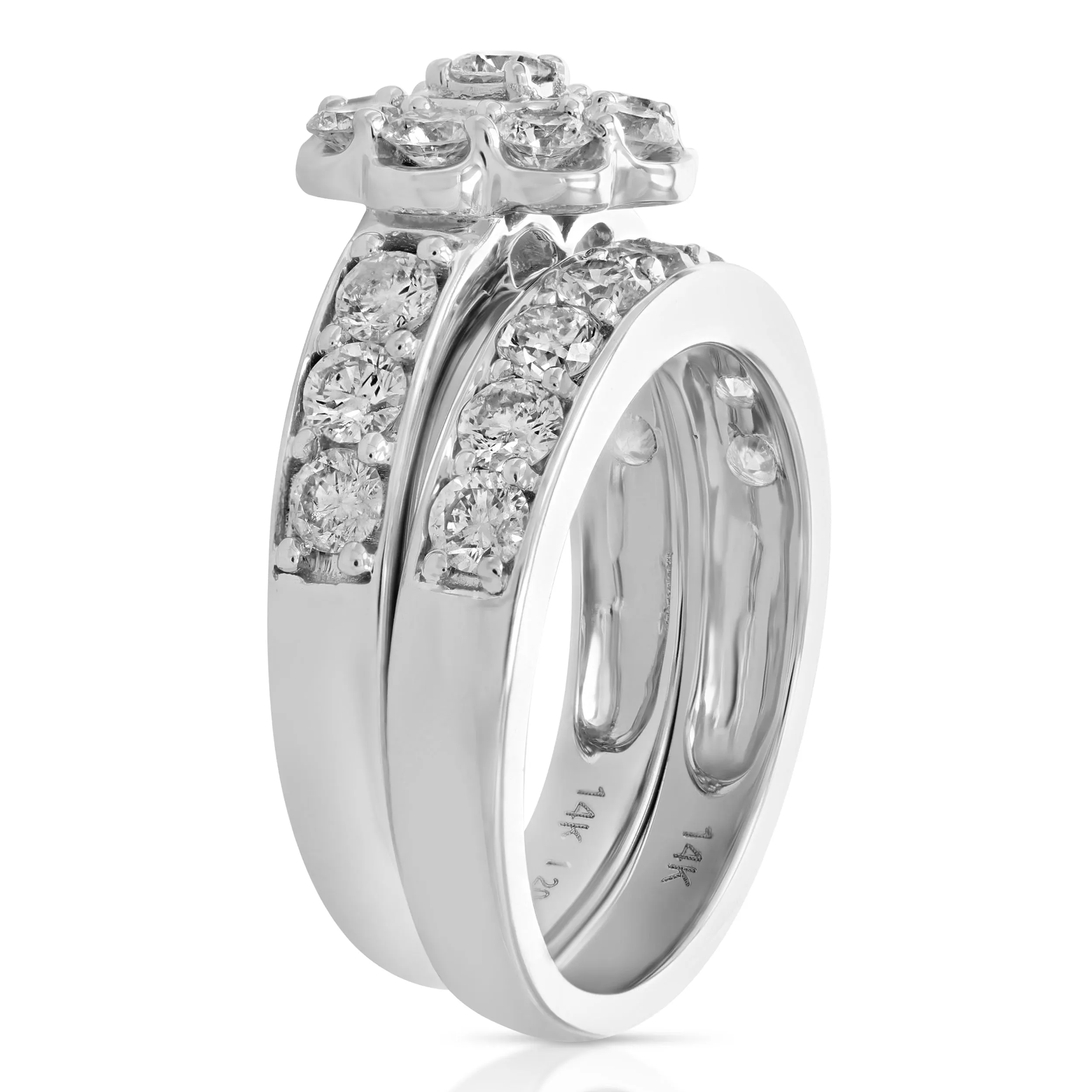 2 cttw Diamond Wedding Bridal Ring Set in 14K White Gold