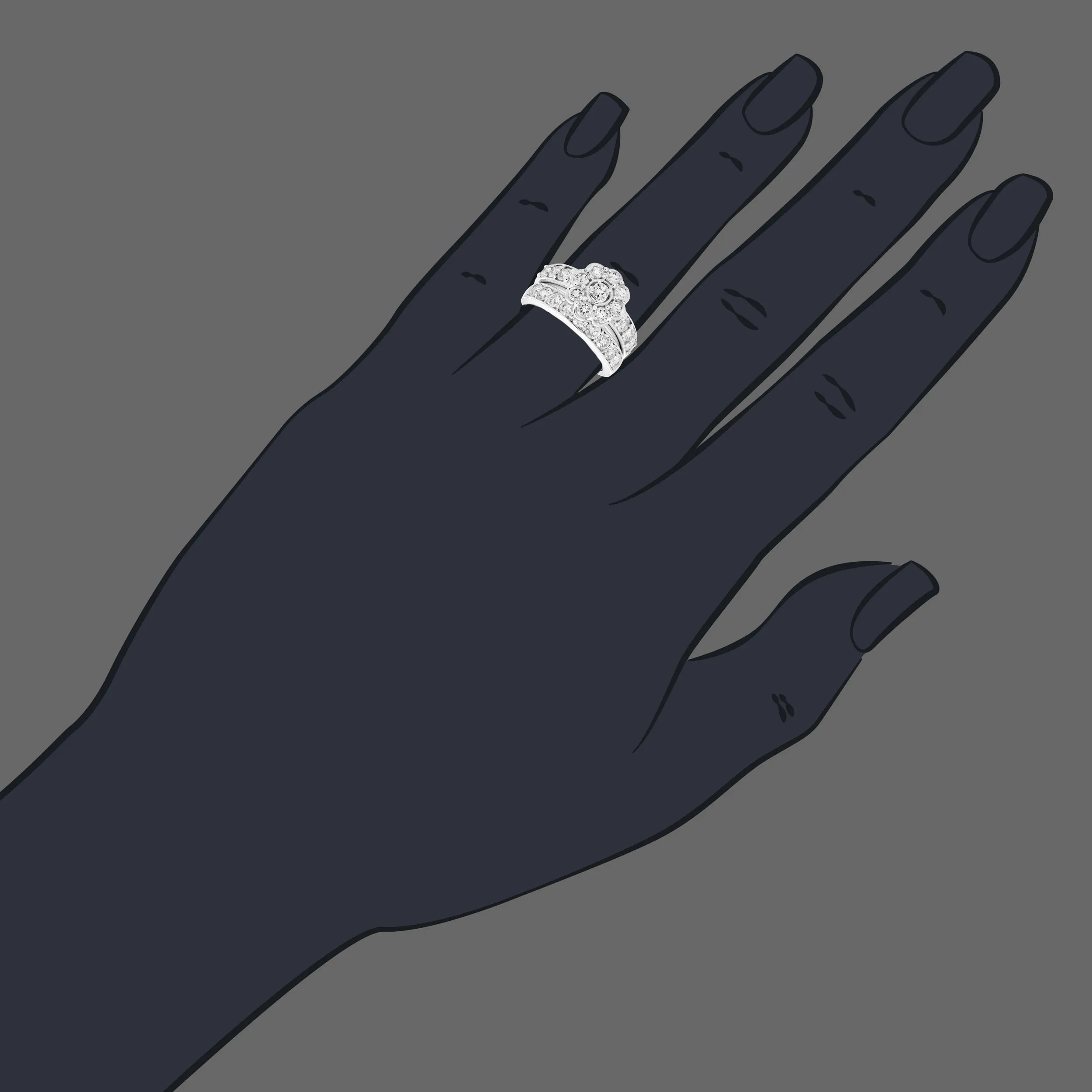 2 cttw Diamond Wedding Bridal Ring Set in 14K White Gold