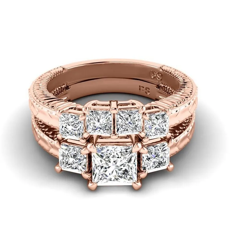 2.05-4.55 CT Princess Cut Lab Grown Diamonds - Bridal Set