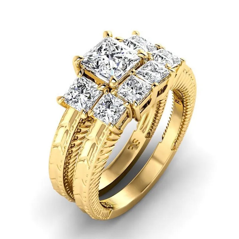 2.05-4.55 CT Princess Cut Lab Grown Diamonds - Bridal Set