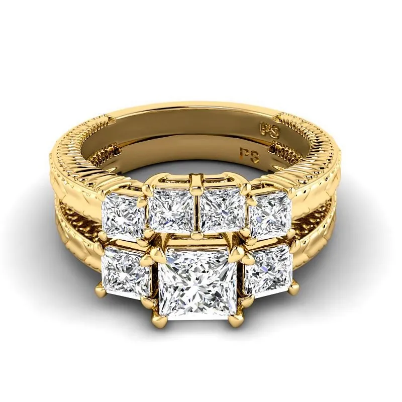 2.05-4.55 CT Princess Cut Lab Grown Diamonds - Bridal Set