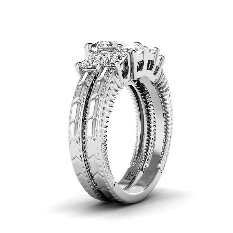2.05-4.55 CT Princess Cut Lab Grown Diamonds - Bridal Set