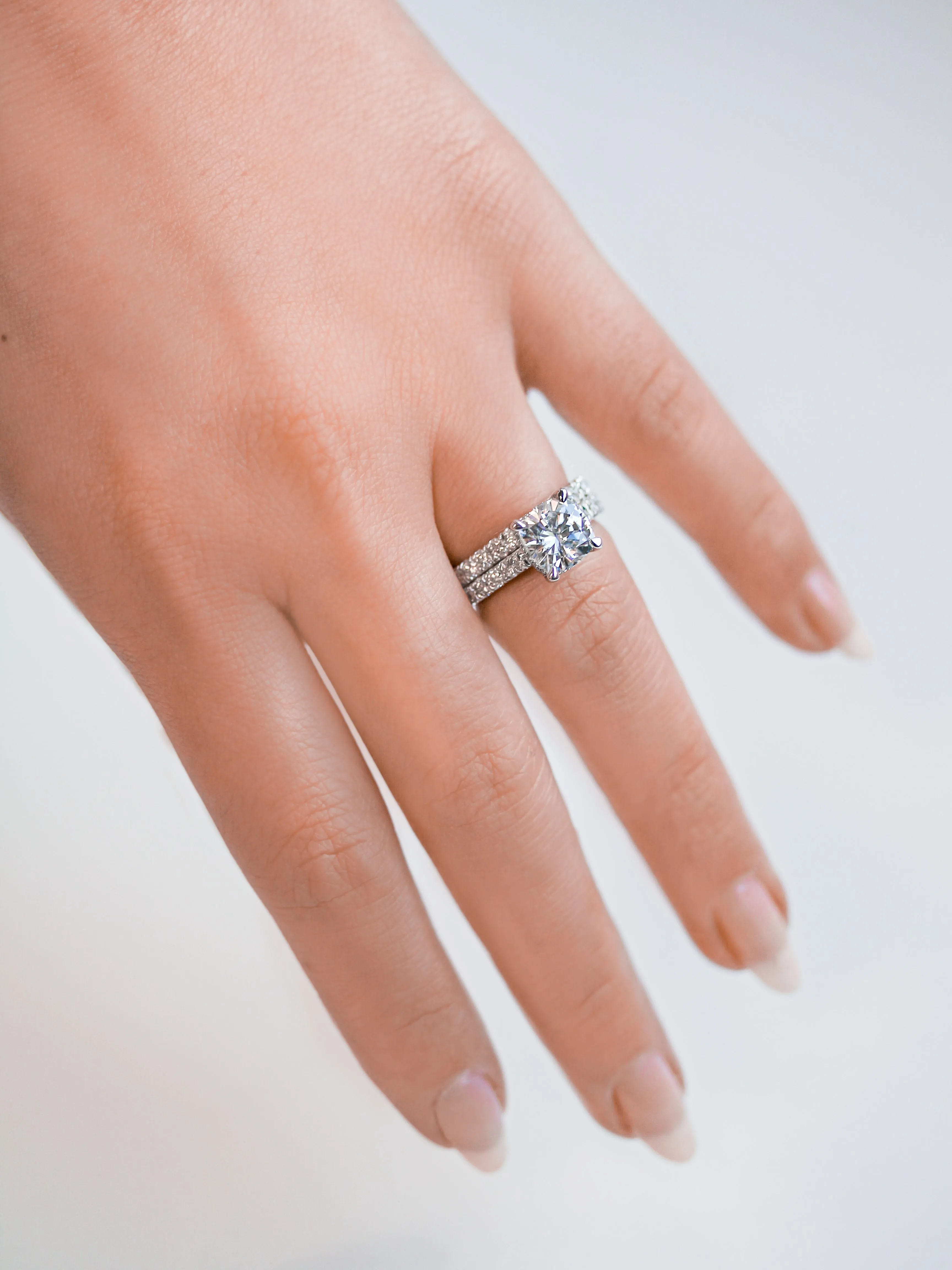 2ct Cushion Hidden Halo Bridal Set