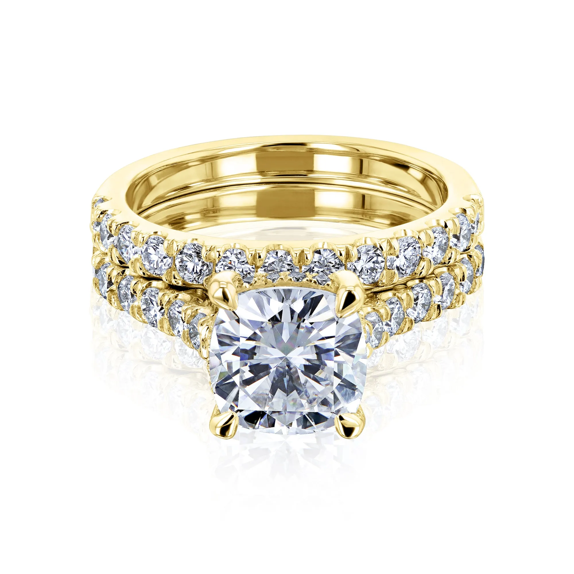2ct Cushion Hidden Halo Bridal Set
