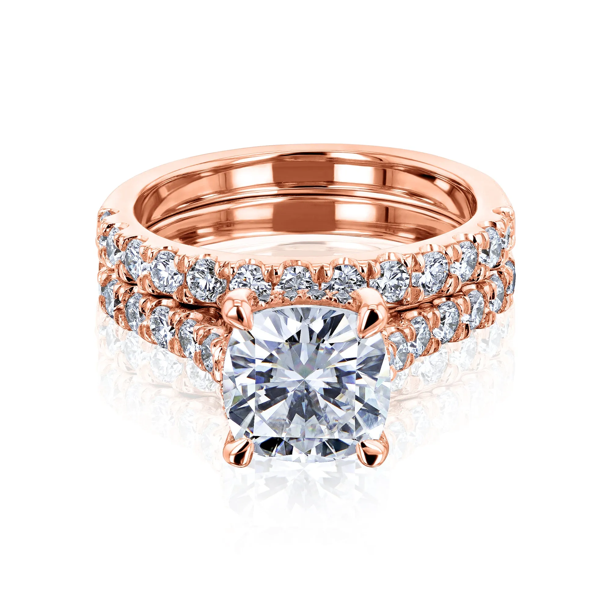 2ct Cushion Hidden Halo Bridal Set