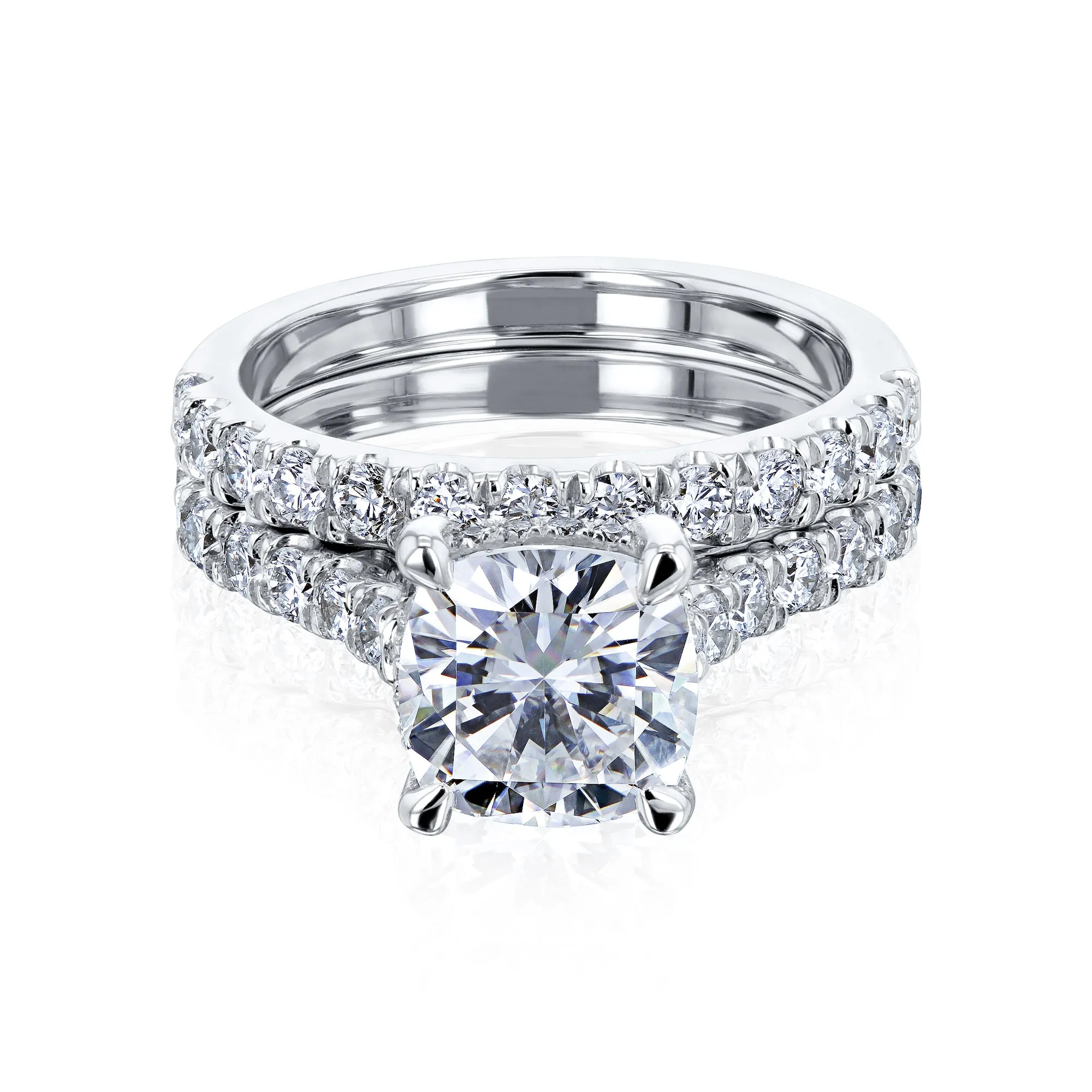 2ct Cushion Hidden Halo Bridal Set