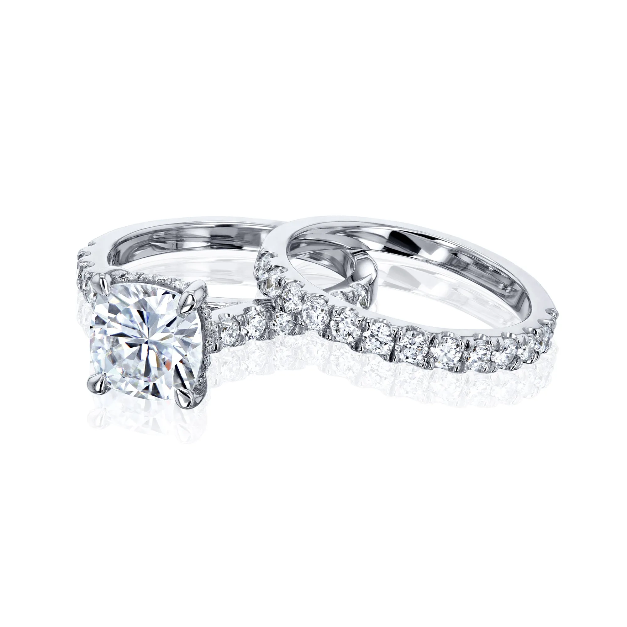 2ct Cushion Hidden Halo Bridal Set