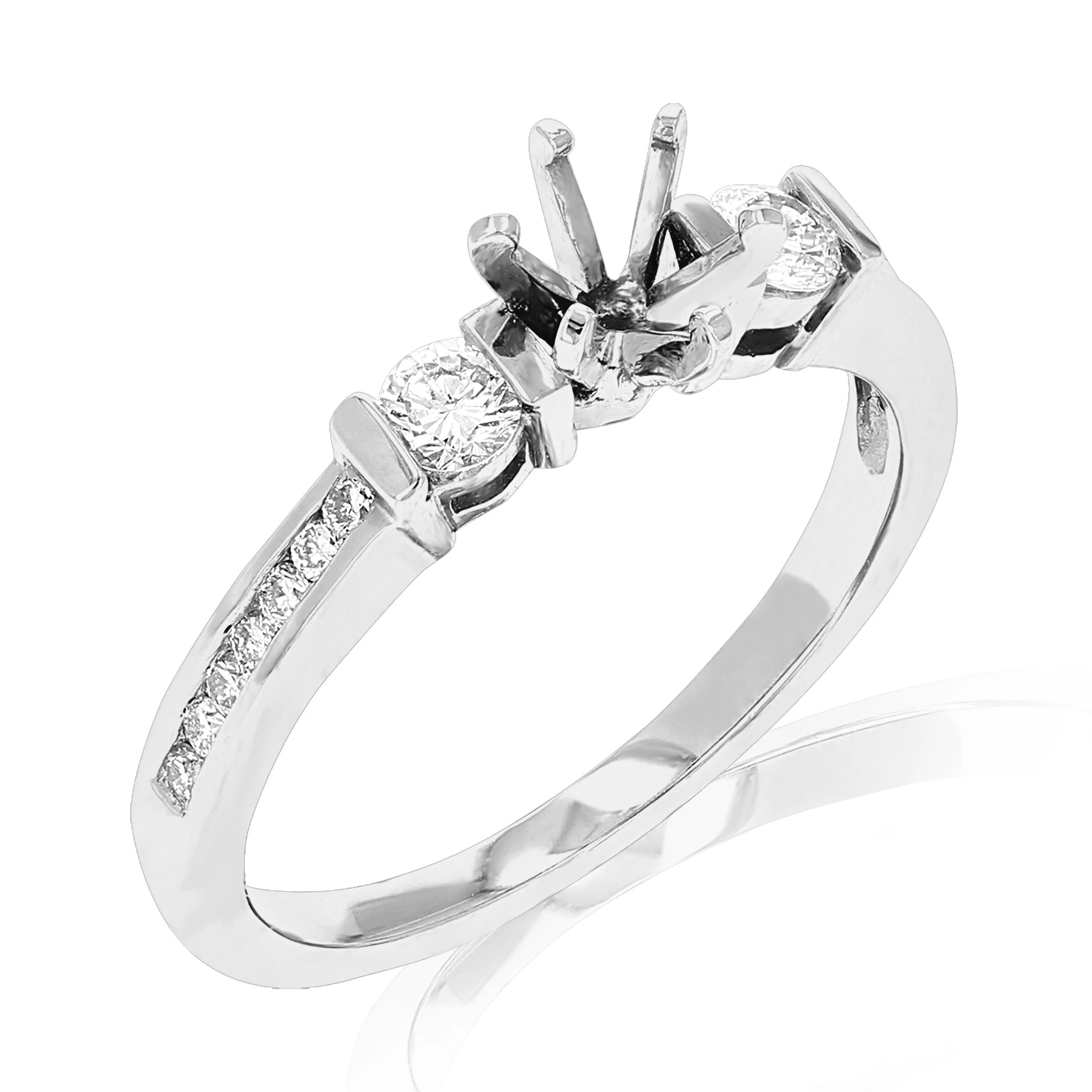 3/4 cttw Diamond Semi Mount Bridal Set in 14K White Gold