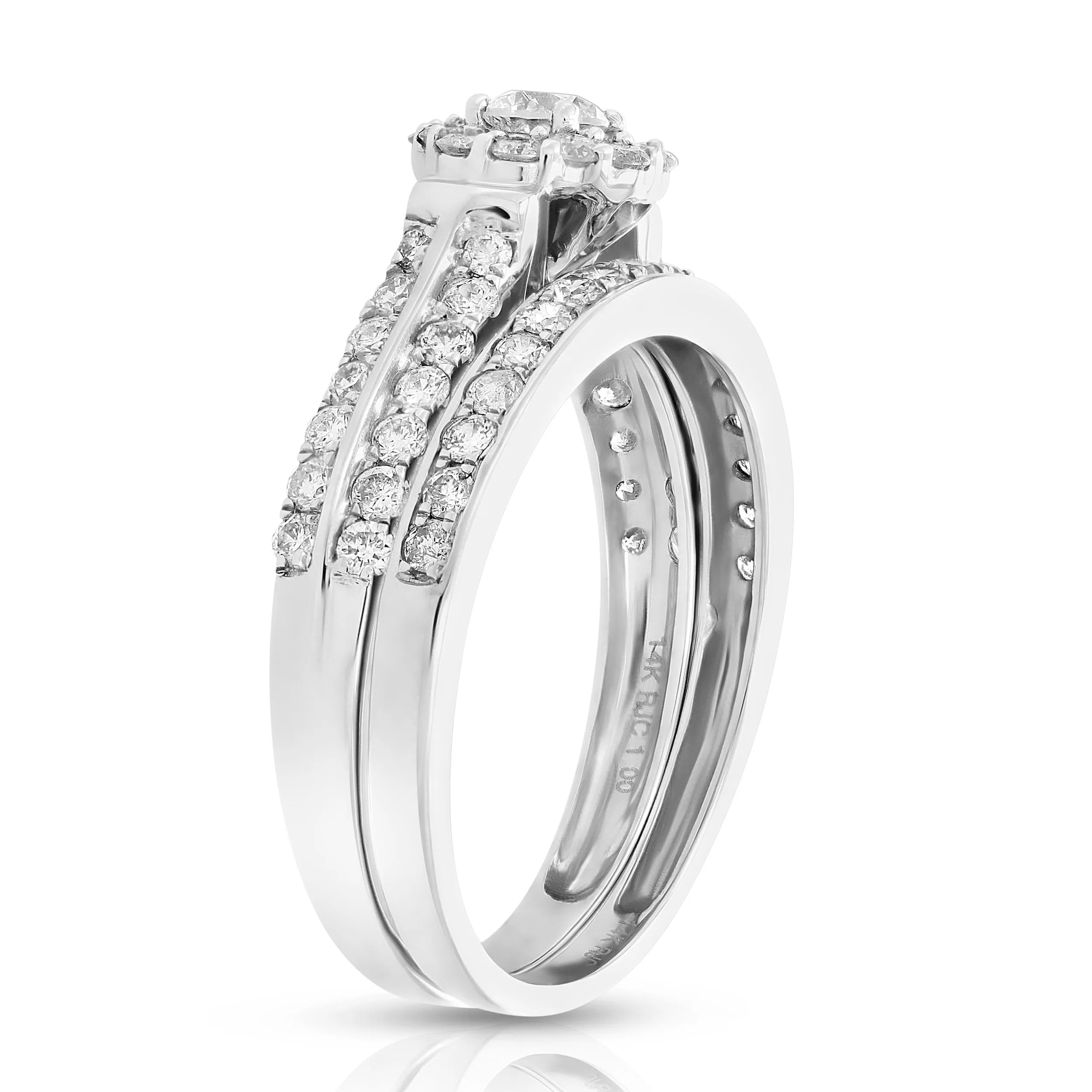 7/8 cttw Diamond Bridal Set in White Gold