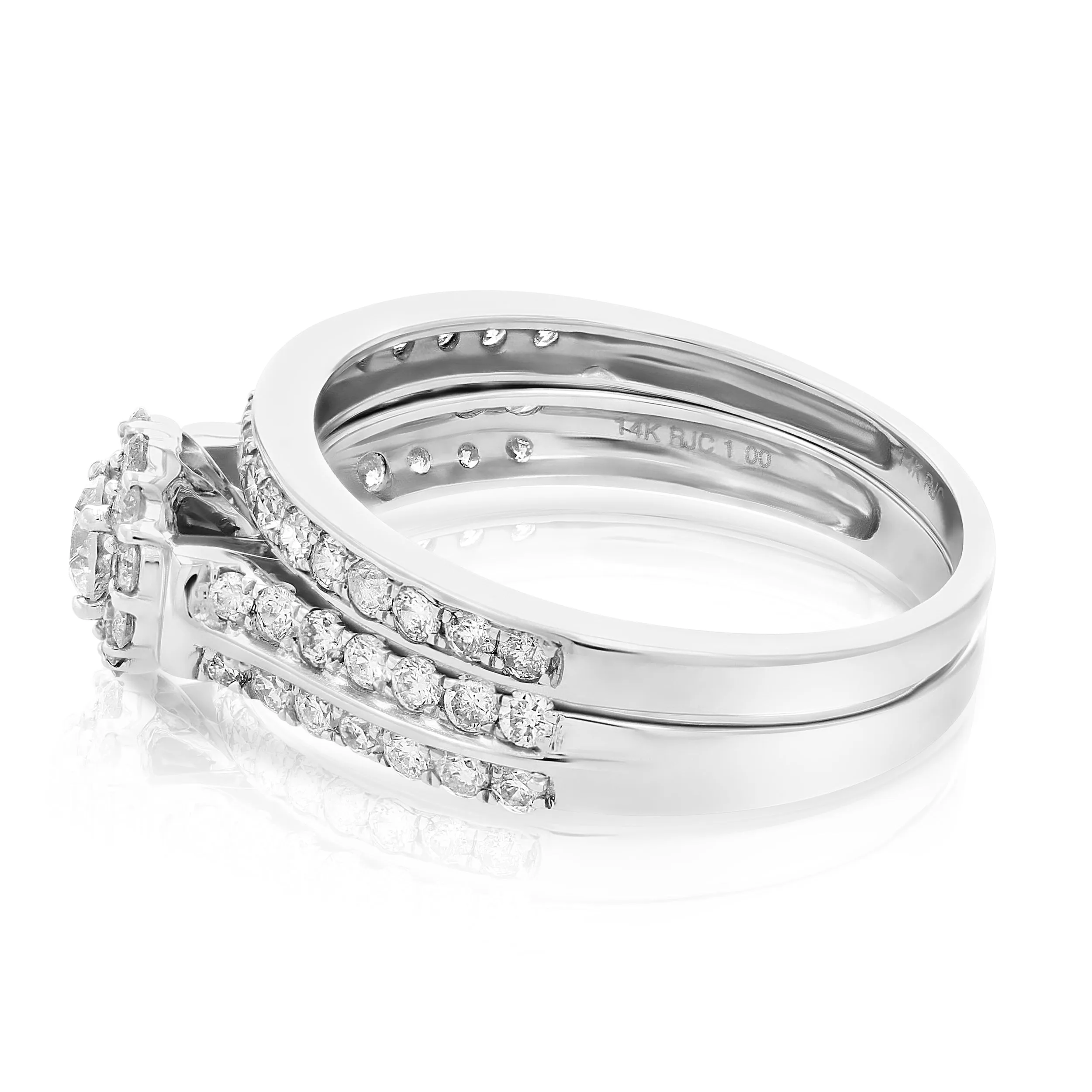 7/8 cttw Diamond Bridal Set in White Gold