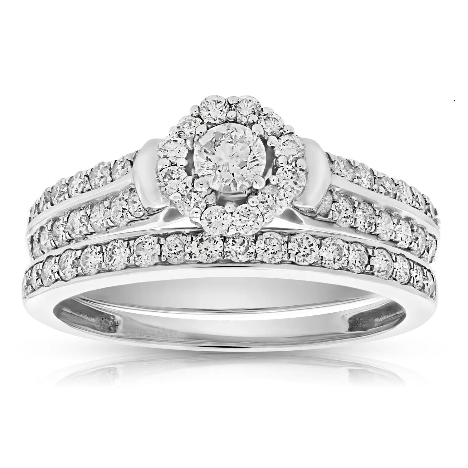 7/8 cttw Diamond Bridal Set in White Gold