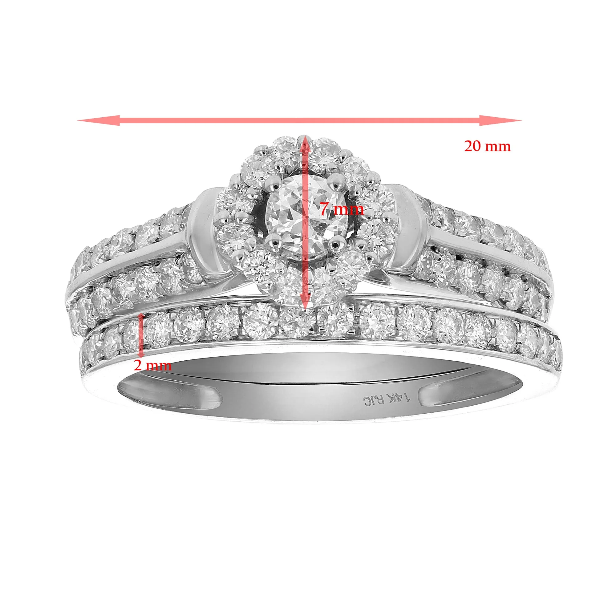 7/8 cttw Diamond Bridal Set in White Gold