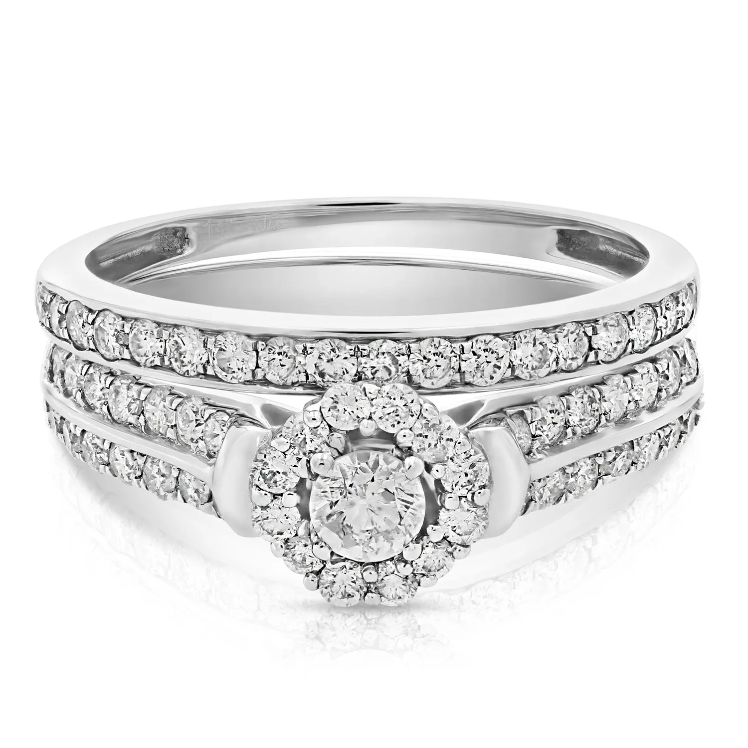 7/8 cttw Diamond Bridal Set in White Gold