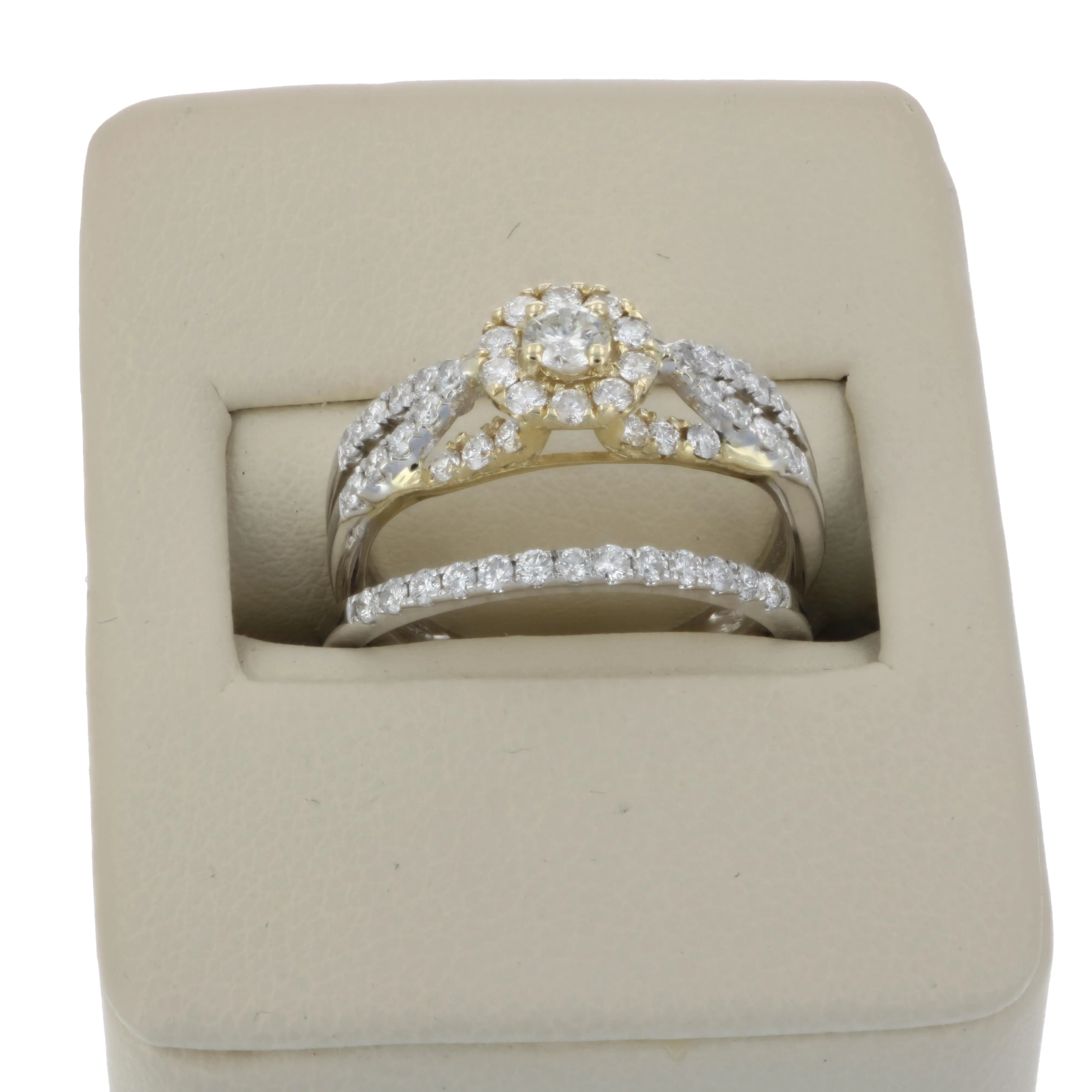 7/8 cttw Diamond Wedding Rings in Tow Tone Gold