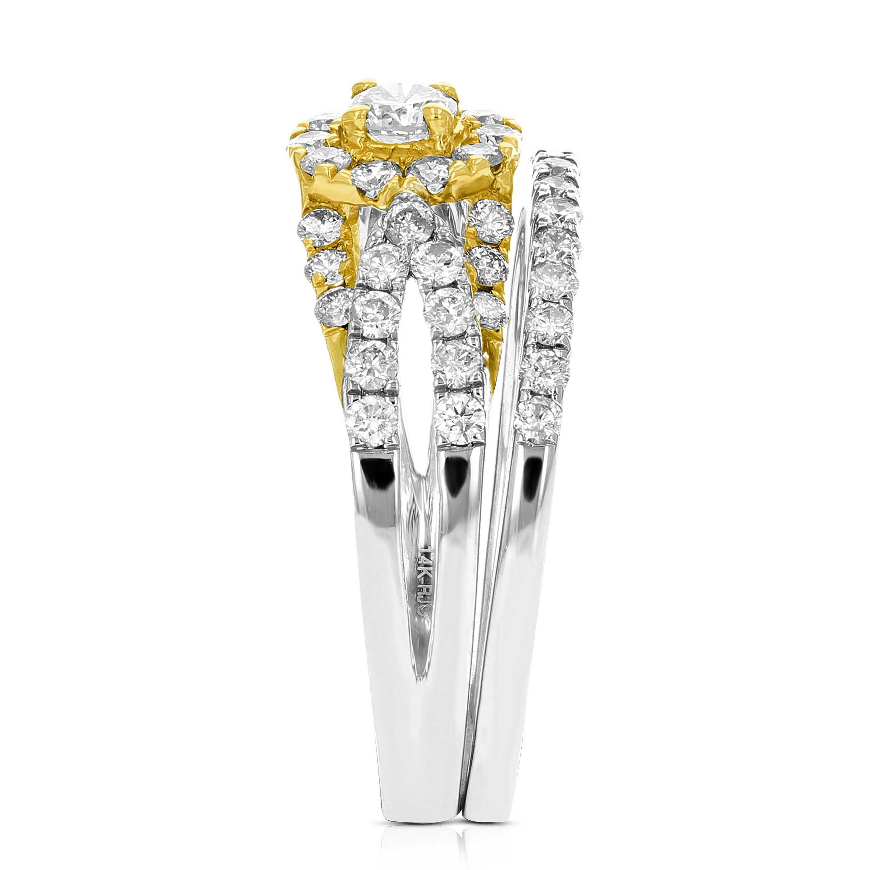 7/8 cttw Diamond Wedding Rings in Tow Tone Gold