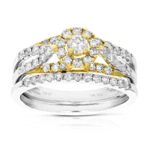 7/8 cttw Diamond Wedding Rings in Tow Tone Gold