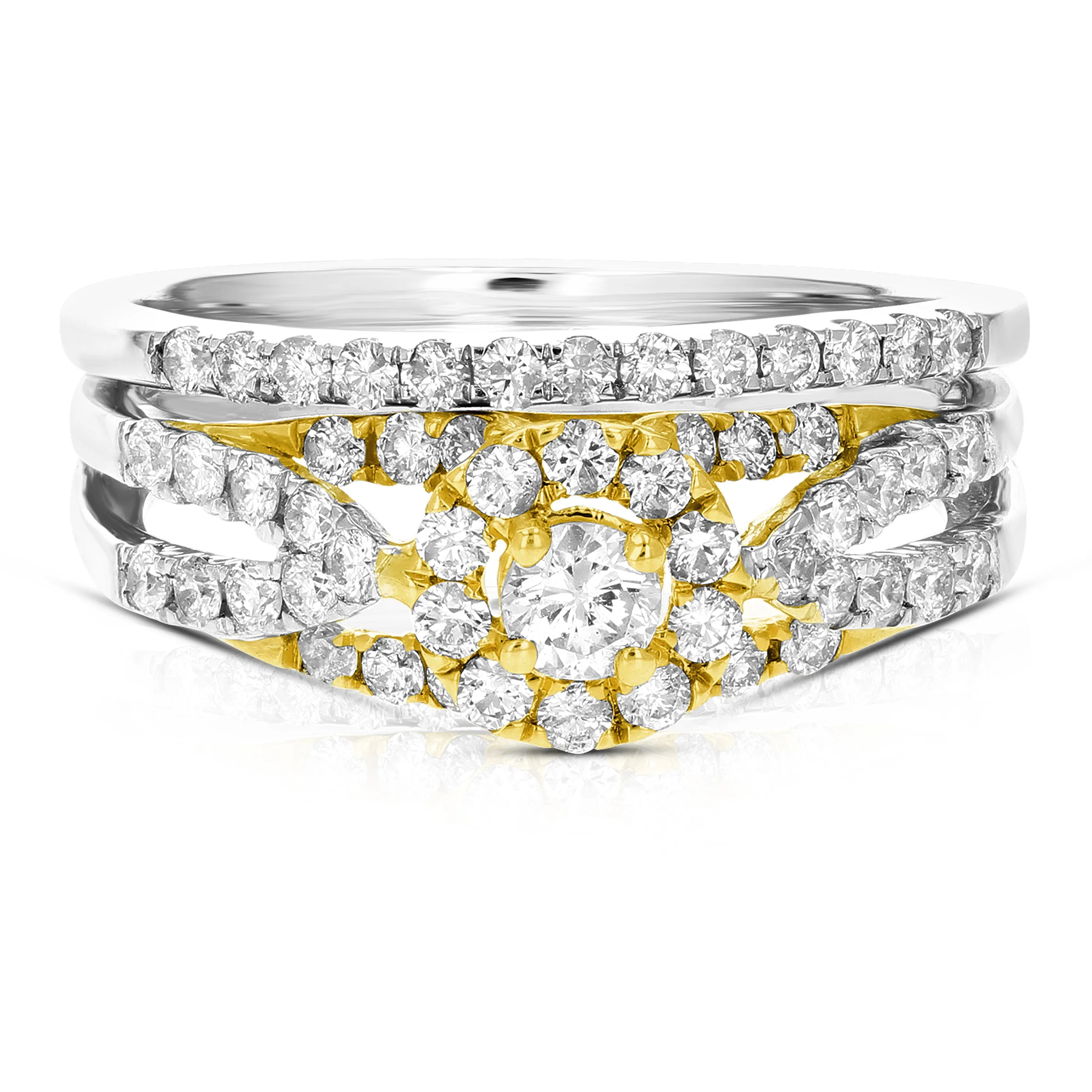 7/8 cttw Diamond Wedding Rings in Tow Tone Gold