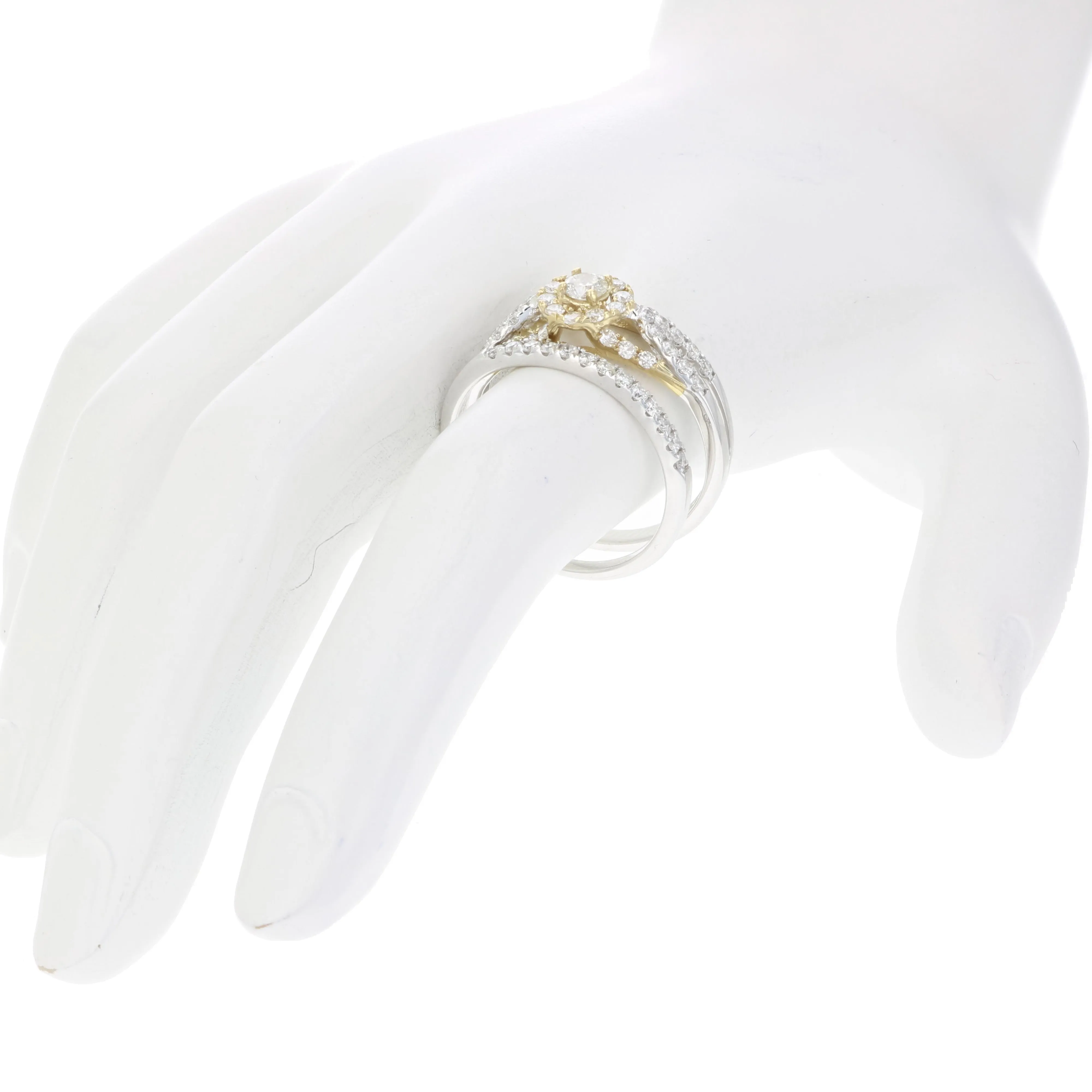 7/8 cttw Diamond Wedding Rings in Tow Tone Gold