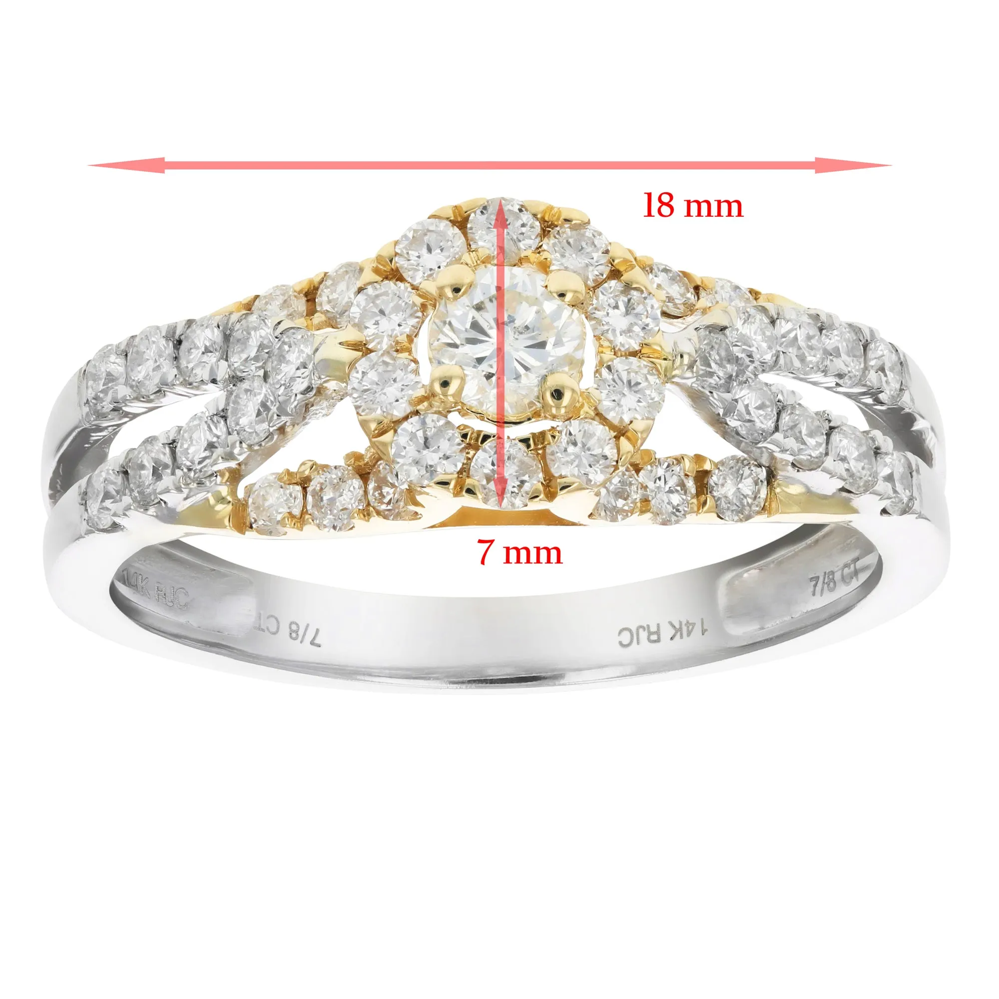 7/8 cttw Diamond Wedding Rings in Tow Tone Gold