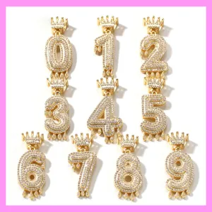 【8-04#】Crown Number Necklace (Charged by Number of Digits)  for female fashion daily engagement wedding anniversary birthday present