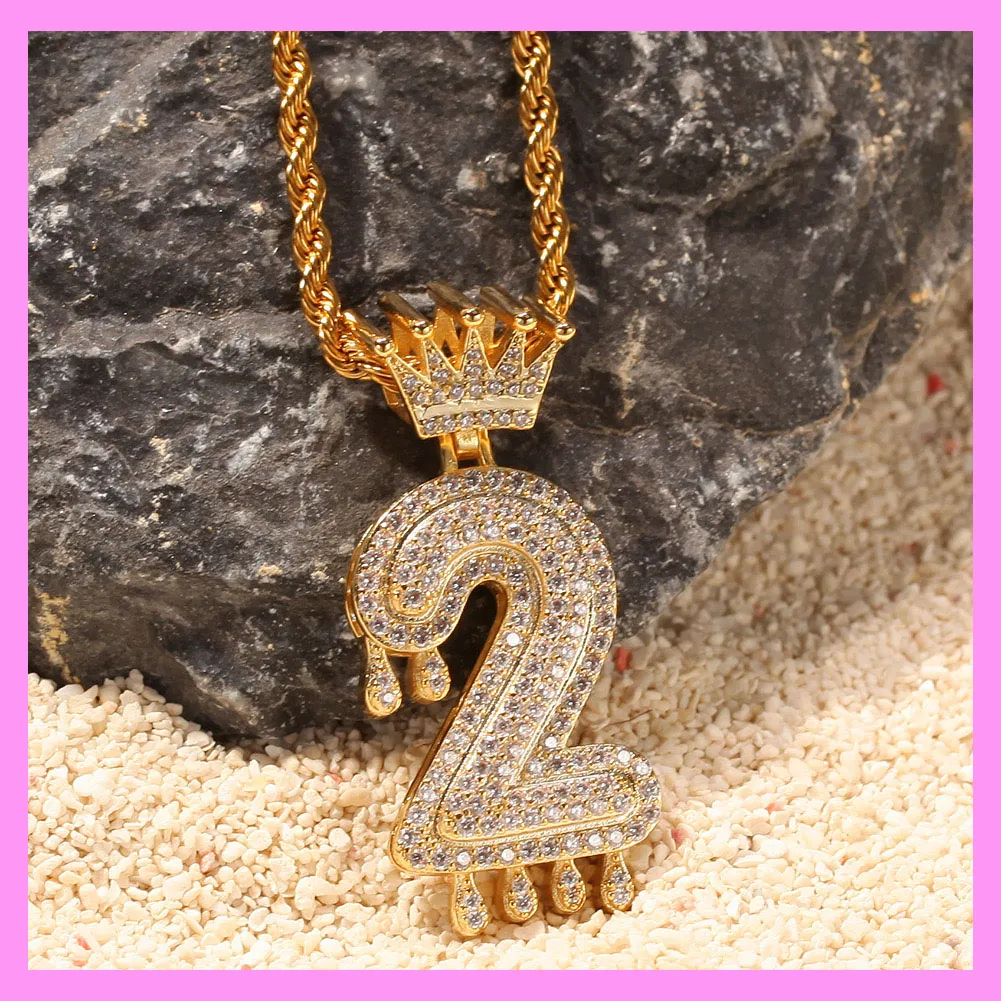 【8-04#】Crown Number Necklace (Charged by Number of Digits)  for female fashion daily engagement wedding anniversary birthday present