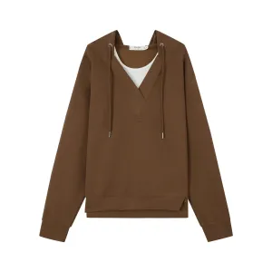 8807 Layered Hoodie Top