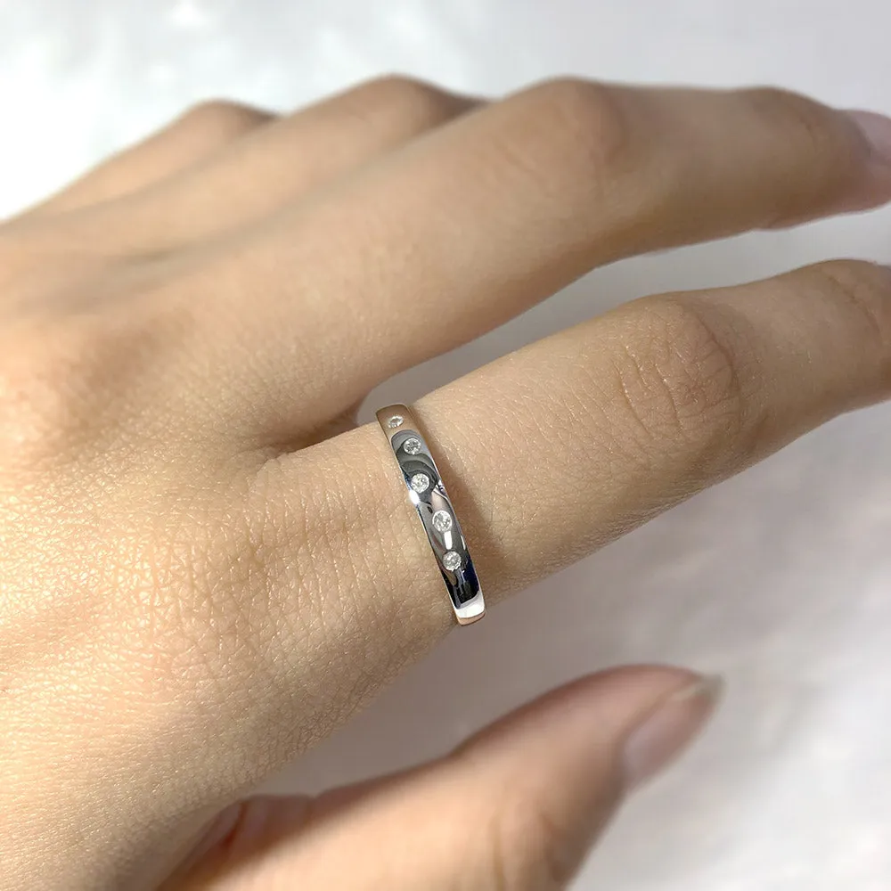 9ct White Gold 0.05 Carat Diamond Ring with 5 Brilliant Diamonds