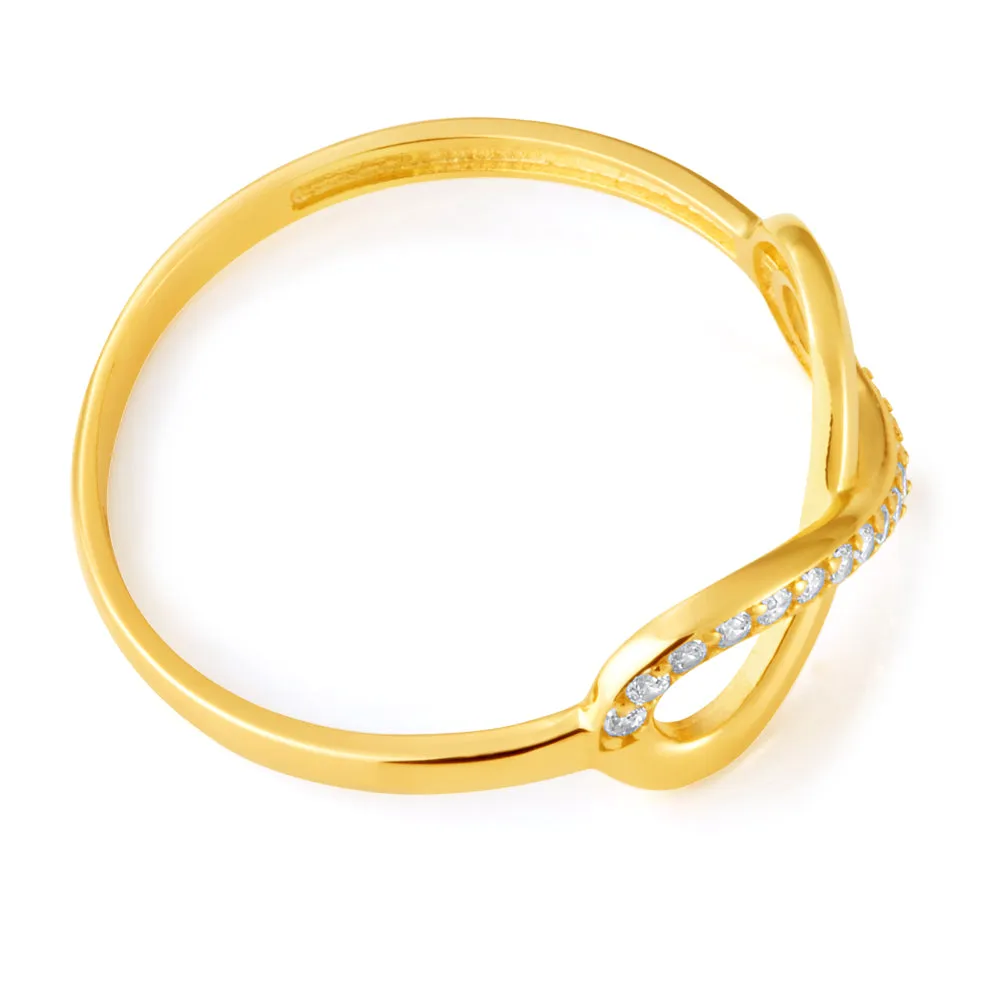 9ct Yellow Gold Cubic Zirconia Infinity Ring