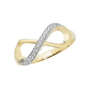 9ct Yellow Gold Ladies Infinity Zirconia Ring RN911