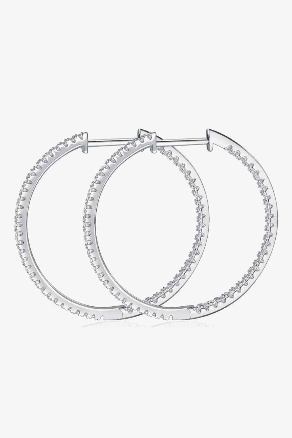 Adored Inlaid Moissanite 925 Sterling Silver Hoop Earrings