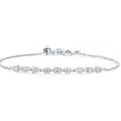 Aerial 0.40-0.46ct Diamond Dewdrop Bracelet in 18K White Gold, 7in