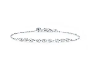 Aerial 0.40-0.46ct Diamond Dewdrop Bracelet in 18K White Gold, 7in
