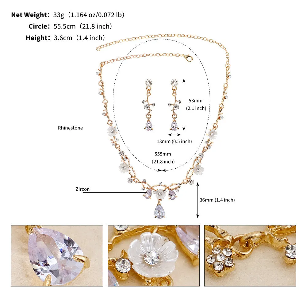 American retro necklace set for women cross-border jewelry bride wedding jewelry rhinestone pearl earrings necklace two-piece set