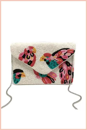 Beaded Parrot Clutch Purse