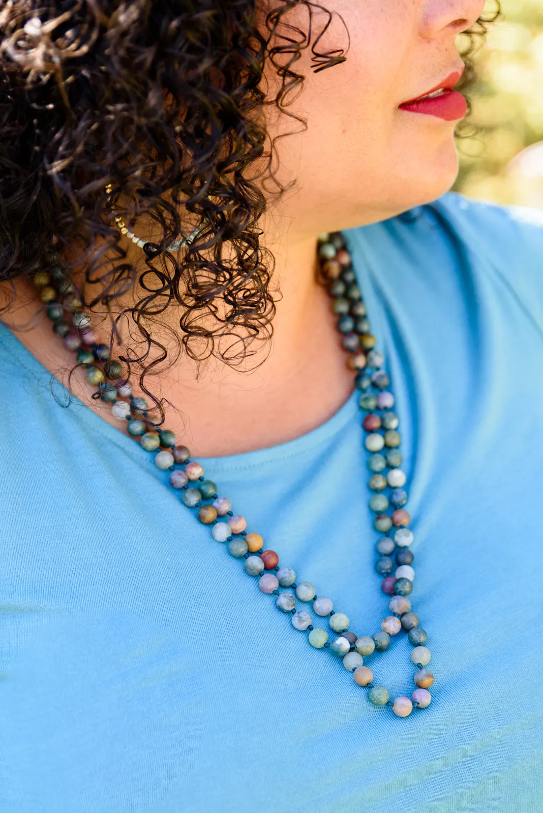 Blissful Beaded Necklace in Dark Green