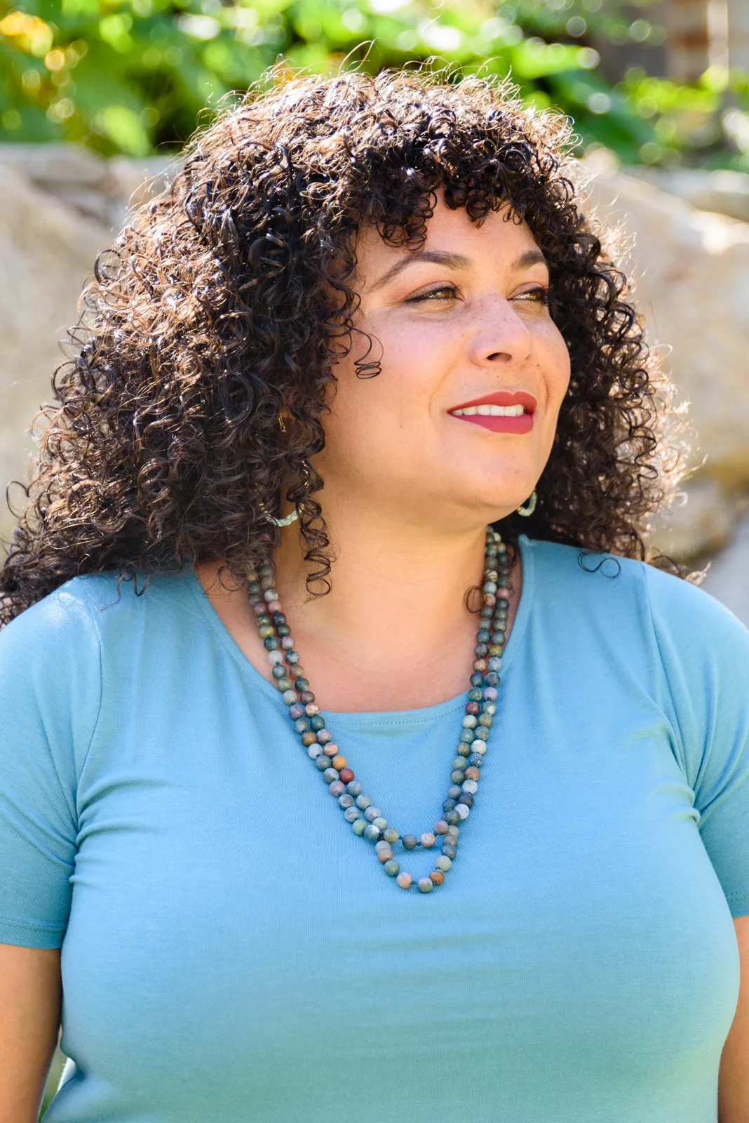 Blissful Beaded Necklace in Dark Green