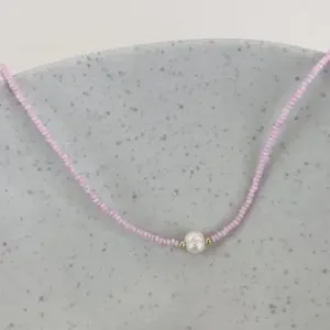 Bohemian Fresh Water Pearl Beaded Necklace In Purple